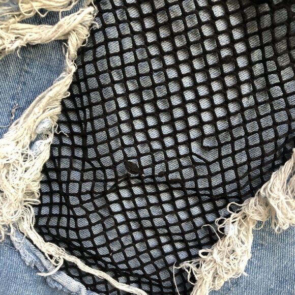 BOOHOO Blue Boyfriend Distressed Ripped Fishnet Light Wash Jeans - Picture 11 of 16